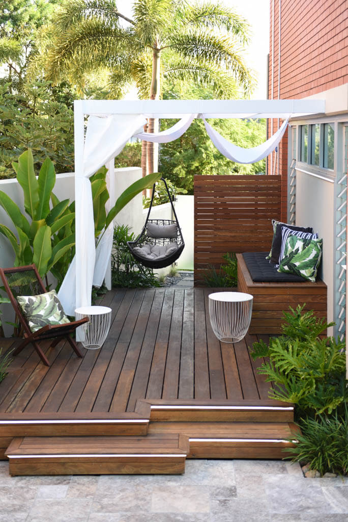 mewald building Raised Pool-Side Lounge Area And Wooden Decking
